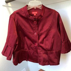 Elle red satin jacket 3/4 bell sleeves large